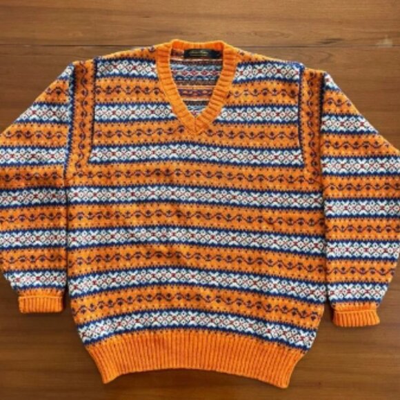🐑 Brooks Brothers Fair Isle Wool Sweater — Made in England — Men’s L - Picture 1 of 12